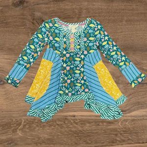 Matilda Jane Footpath Green Woodland Yellow Mushroom Tunic Top - Size 2